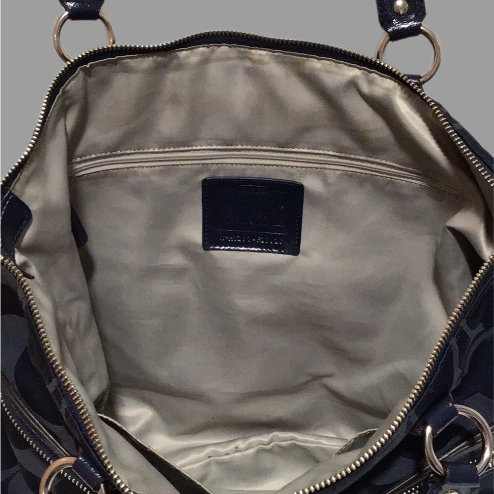 COACH Signature Coated Canvas Shoulder Bag,‎ Large, Dark Blue - Picture 11 of 16